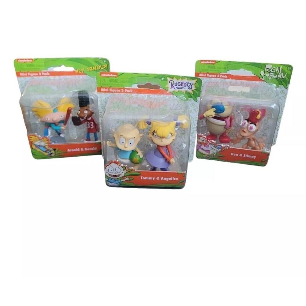 Nickelodeon Mini Figure LOT OF 3 Hey Arnold Rugrats Ren & Stimpy Bundle DAMAGED